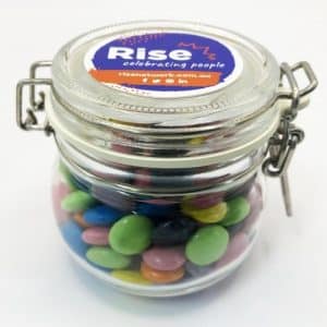 Branded Promotional Small Canister with Choc Beans