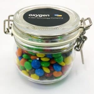 Branded Promotional Small Canister with Mini M&Ms