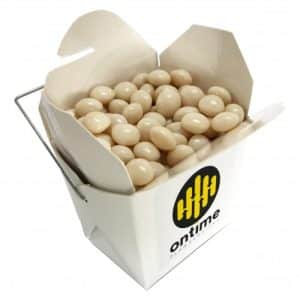 Custom Branded White Cardboard Noodle Box with Mints 100g