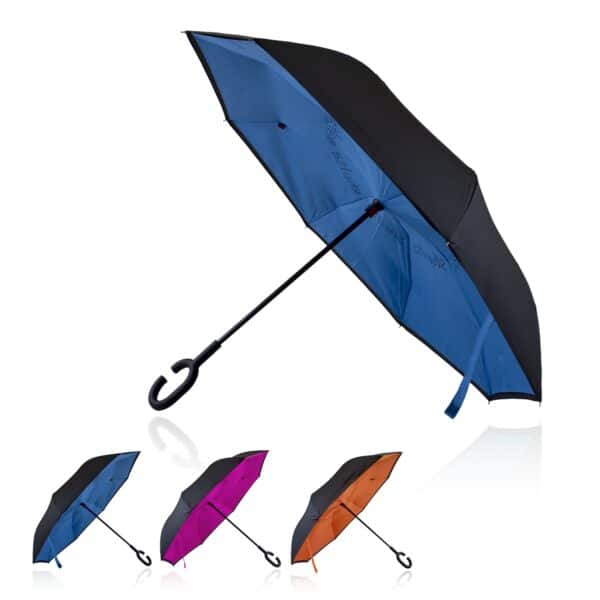 Branded Promotional UMBRELLA 53CM DOUBLE CANOPY REVERSE SHELTA