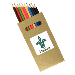 Branded Promotional 10 Pk Natural Wood Full Size Colouring Pencil