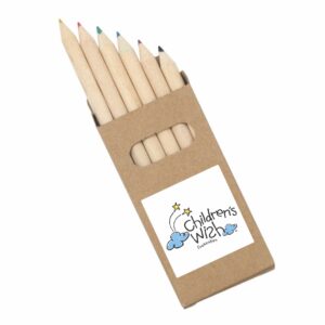 Branded Promotional Half Pencils Colouring 6 Pack Natural Wood
