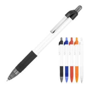 Branded Promotional PLASTIC PEN ANTHONY WHITE BARREL SILK INK BALLPOINT