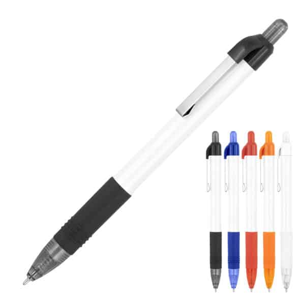 Branded Promotional PLASTIC PEN ANTHONY WHITE BARREL SILK INK BALLPOINT