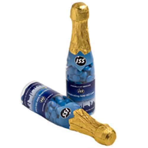 Branded Promotional Champagne Bottle Filled With Choc Beans 220G