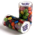 Branded Promotional Pet Tube with Choc Beans 100g