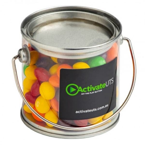 Branded Promotional Small Pvc Bucket Filled With Skittles