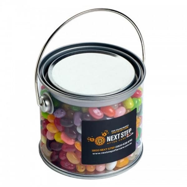 Branded Promotional Medium Pvc Bucket Filled With Jelly Belly Jelly Beans