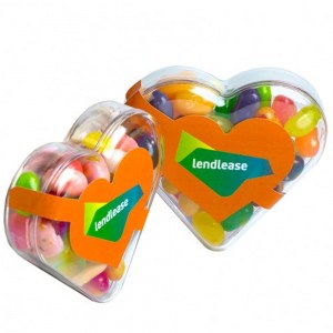 Branded Promotional Acrylic Heart filled with Skittles 50g