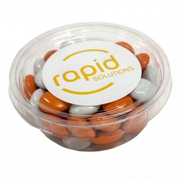 Branded Promotional Tub Filled With Choc Beans 50G