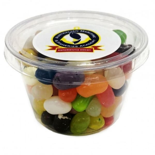 Branded Promotional Tub Filled With Jelly Belly Jelly Beans 100G