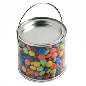 Branded Promotional Medium PVC Bucket filled with Choc Beans