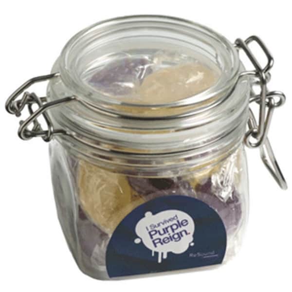 Branded Promotional Small Canister With Twist Wrapped Boiled Lollies 120G