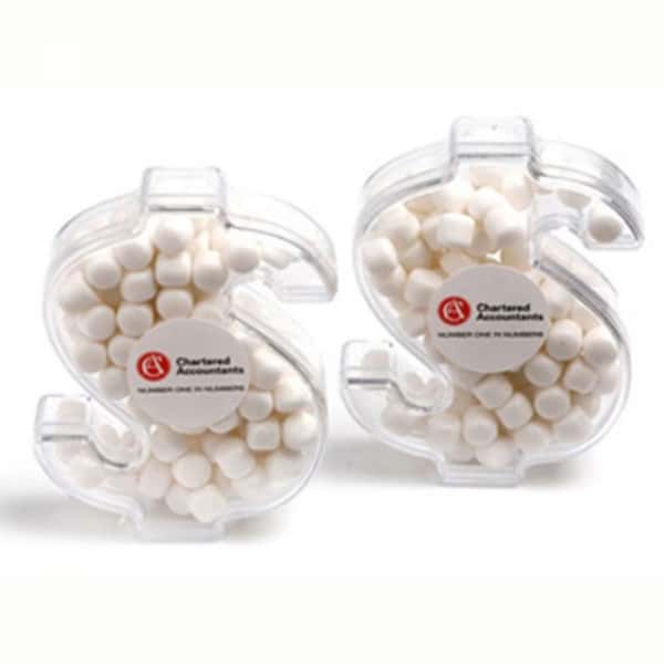 Branded Promotional Acrylic Dollar Filled With Mints 40G