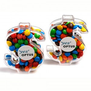 Branded Promotional Acrylic Dollar filled with Mini M&Ms 40g