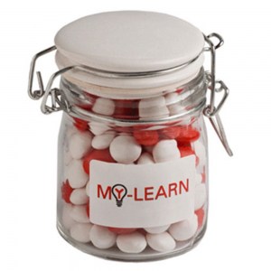 Branded Promotional Glass Clip Lock Jar with Chewy Fruit 160g