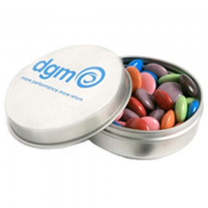 Branded Promotional Candle Tin with Choc Beans 50g