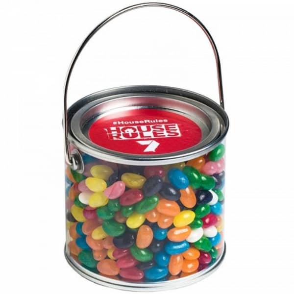 Branded Promotional Medium Pvc Bucket Filled With Jelly Beans