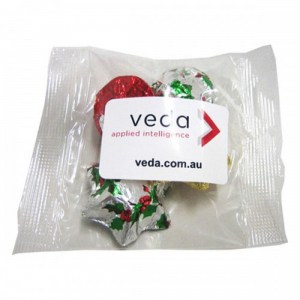 Branded Promotional Cello Bag filled with Christmas Chocolates 30g