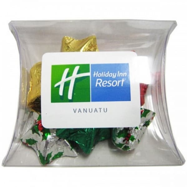 Branded Promotional Pillow Pack Filled With Christmas Chocolates 45G
