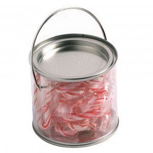 Branded Promotional Medium PVC Bucket filled with Candy Canes x20