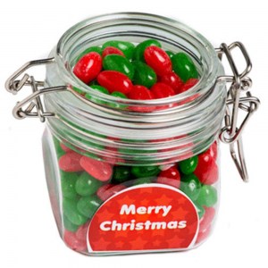 Branded Promotional Christmas Jelly Beans in Canister 200g