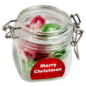 Branded Promotional Christmas Twist Wrapped Boiled Lollies in Canister 120G