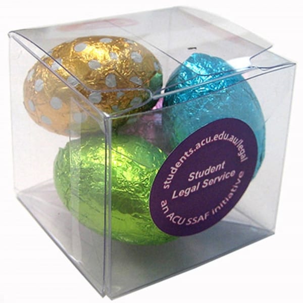 Branded Promotional Cube With Mini Easter Eggs X4
