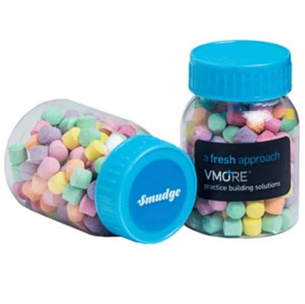 Branded Promotional Baby Jar Filled With Rainbow Lolllies 50G