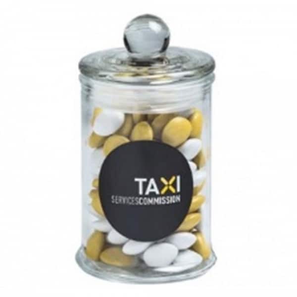 Branded Promotional Small Apothecary Jar With Choc Beans 115G