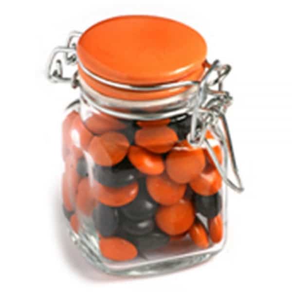 Branded Promotional Glass Clip Lock Jar With Choc Beans 80G