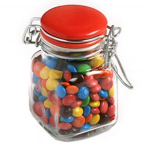 Branded Promotional Glass Clip Lock Jar with M&Ms 80g