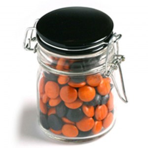 Branded Promotional Glass Clip Lock Jar filled with Choc Beans 160g