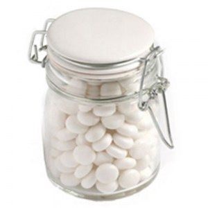 Branded Promotional Glass Clip Lock Jar with Mints 160g