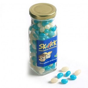 Branded Promotional Glass Tall Jar with Jelly Beans 220g