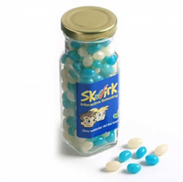 Branded Promotional Glass Tall Jar With Jelly Beans 220G