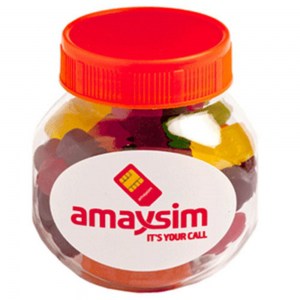 Branded Promotional Plastic Jar filled with Jelly Babies 135g