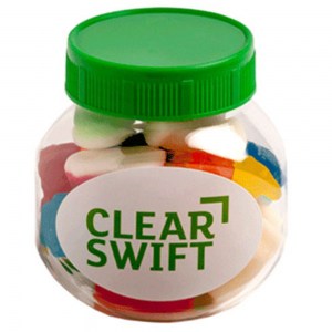 Branded Promotional Plastic Jar filled with Mixed Lollies 135g