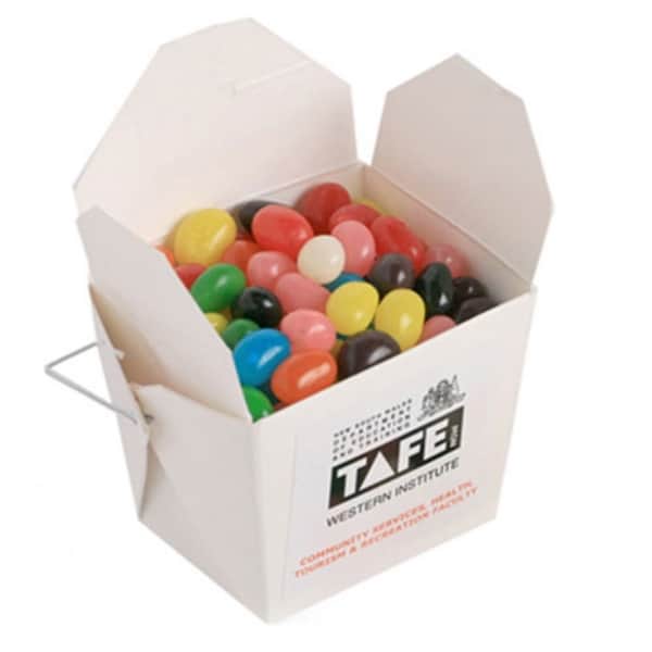Branded Promotional White Cardboard Noodle Box With Jelly Beans 100G