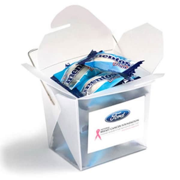 Branded Promotional Frosted Noodle Box filled with Mentos x26