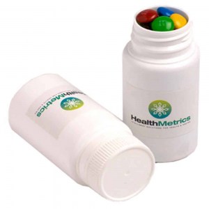 Branded Promotional Pill Jar with M&Ms 120g