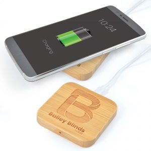 Branded Promotional Arc Bamboo Square Wireless Charger