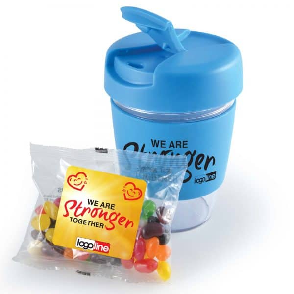 Branded Promotional Kick Coffee Cup With Jelly Beans