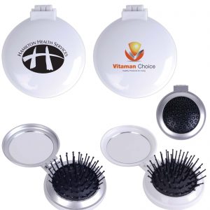 Branded Promotional Compact Pop Up Brush / Mirror Set
