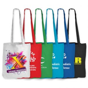 Branded Promotional Coloured Cotton Long Handle Bag