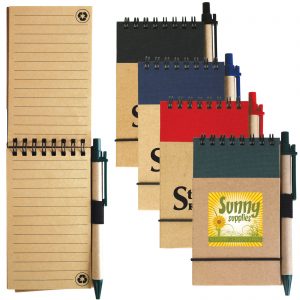 Branded Promotional Tradie Cardboard Notebook with Pen