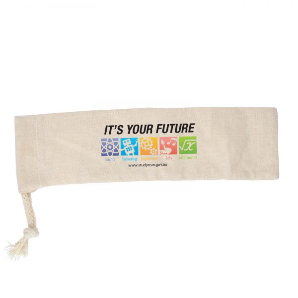 Branded Promotional Calico Drawstring Pouch