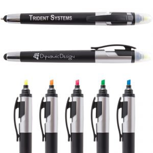 Branded Promotional Trident Pen / Stylus Highlighter