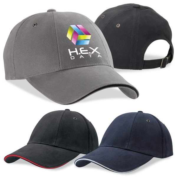 Branded Promotional Rotated Sandwich Peak Cap