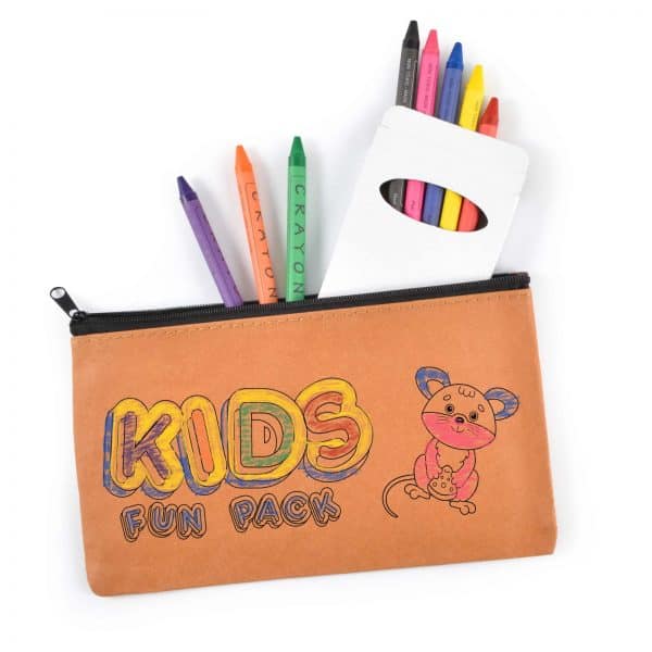 Branded Promotional Kraft Pencil Case And Crayon Set